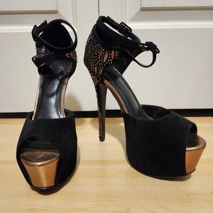 Scene Weaver open toe high heels